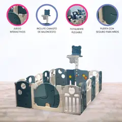 BAMBINO - Corral de Juegos Desarmable 16 PZAS «ELEPHANT» Blue