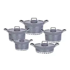 VALESKA - Juego de Ollas de roca volcánica vl-let010 10 piezas - plomo
