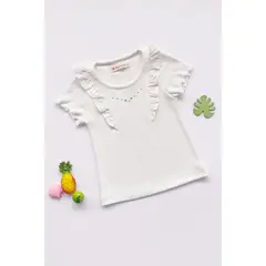 KIDS MASHMELO - Polo de Rib con Volantes de Broderi para Niña - Kids Mahmelo