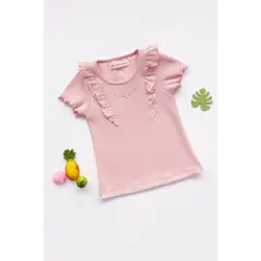 KIDS MASHMELO - Polo de Rib con Volantes de Broderi para Niña - Kids Mahmelo
