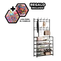RYBIU IMPORT - Rack de Metal con Ganchos en Negro Y+Ligas de Regalo