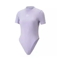 PUMA - Body Manga Corta con Cuello Alto Morado Talla S