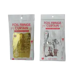 GENERICO - Pack de Cortinas metálicas Plateadas - Doradas x 2 unidades