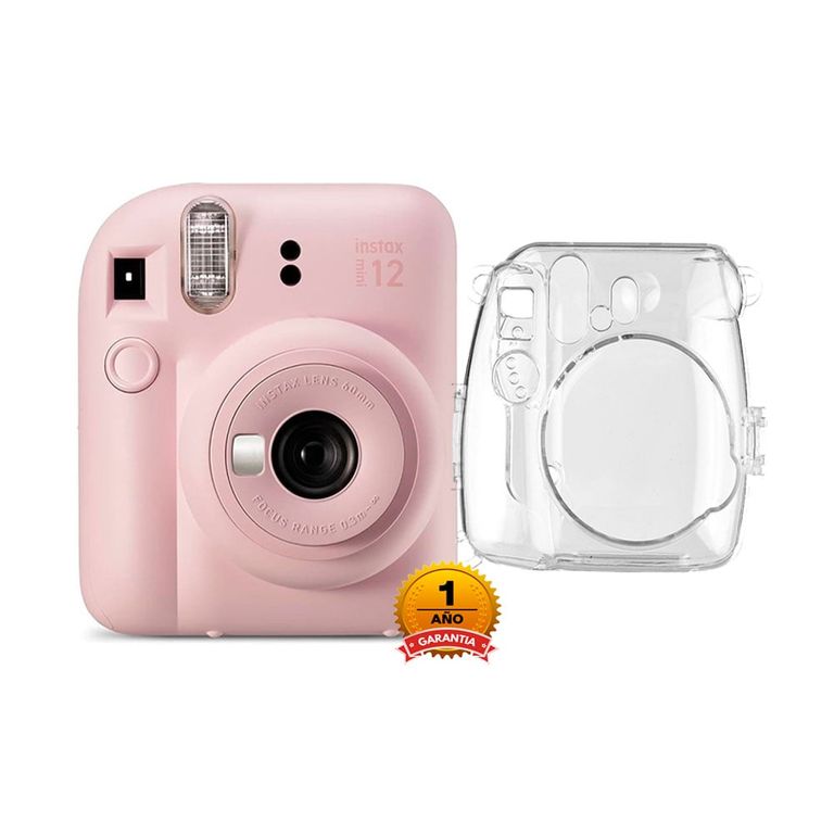 Camara Instax Mini 12 Rosa + Estuche Transparente