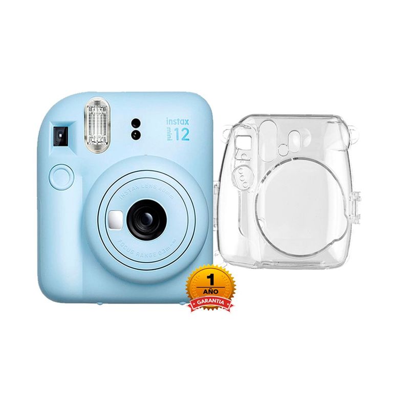 Camara Instax Mini 12 Azul + Estuche Transparente