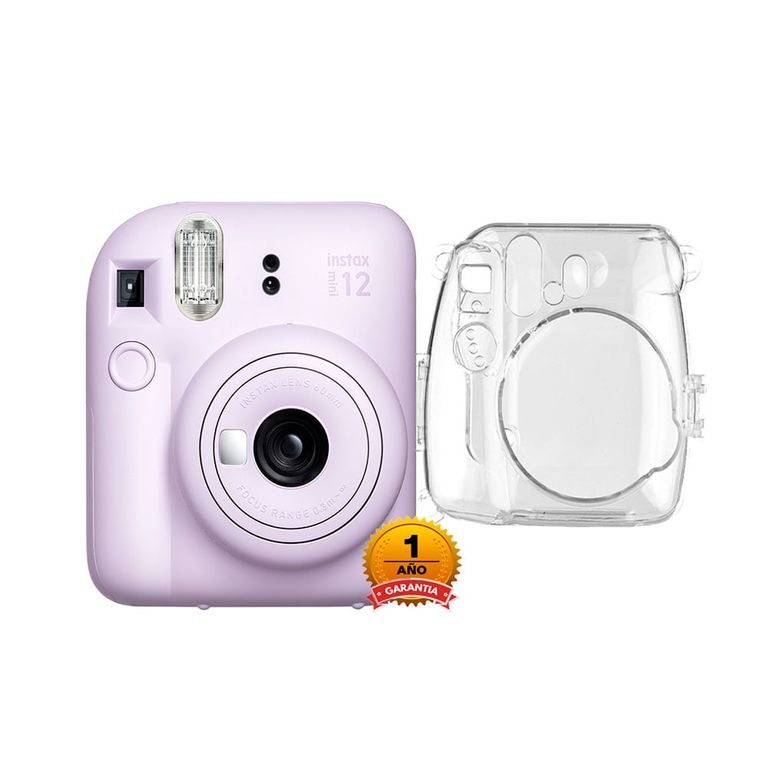 Camara Instax Mini 12 Lila +Estuche Transparente