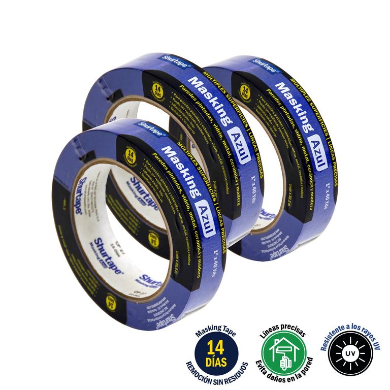 Masking Tape Azul 1" x 40 Yds Pack x3