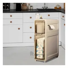 RYBIU IMPORT - Armario Moderno con Accesos de Color Beige Y+Regalo Stickers