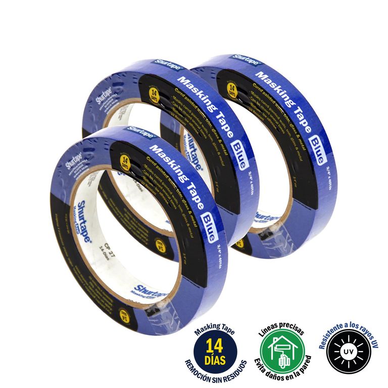 Masking Tape Azul 3/4" x 40 Yds Pack x3