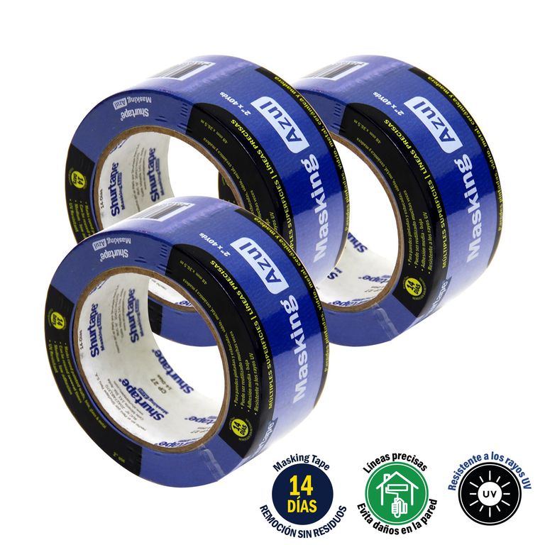 Masking Tape Azul 2" x 40 Yds Pack x3