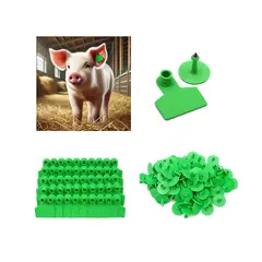 GENERICO - PACK X 100 CROTAL ARETE PARA CERDO VERDE 4X5 CM SIN NUMERAR