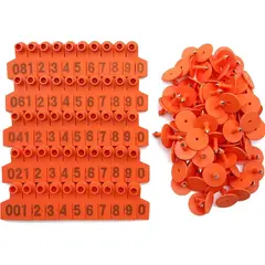 GENERICO - PACK X 100 CROTAL ARETE PARA CERDO NARANJA 4X5 CM NUMERADO