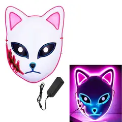 GENERICO - Mascara gato con luces para fiestas hallowen rosa