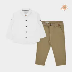 HORMIGUITA - Conjunto Casual Camisa Pantalón Niño Blanco