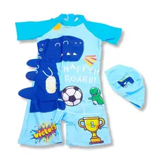 GENERICO - Ropa de Baño para Niño UV Dinosaurio Azul Futbolero 3 a 4 años