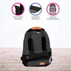 CARESTINO - Mochila Maternal para Bebé «ROMA» Black