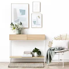 TU MESITA - Recibidor Industrial Kimmi color Natural 2 cajones