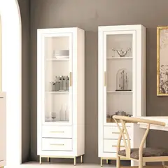 TU MESITA - Vitrina Moderna Stella 1 puerta 2 cajones color Blanco