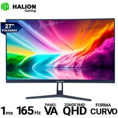 HALION - Monitor Gamer HG 2725QC 27 CURVO VA 2K QHD 165Hz 1ms FreeSync