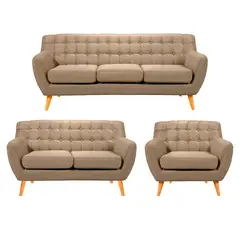 BARAKA HOME - Juego de Sala Vintage Louth 3 + 2 + 1 - Beige claro