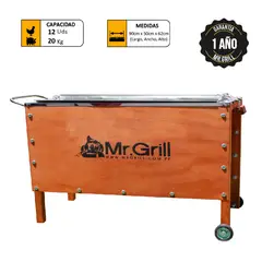 MR GRILL - Caja China Grande Nogal Acero Inoxidable