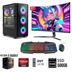 AMD - Computadora PC GAMER RYZEN 5 5600GT RAM 16GB DISCO SSD 500GB MONITOR 27 FHD