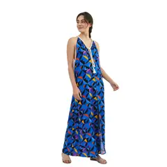 PERMUTA - VESTIDO LARGO ESCOTADO MUJER CABO ECLECTICO AZUL