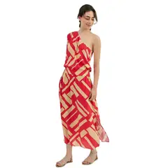 PERMUTA - VESTIDO UN HOMBRO MUJER ARIA FUCSIA