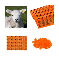 GENERICO - PACK X 100 CROTAL ARETE PARA OVEJA NARANJA 1.8X5 CM NUMERADO