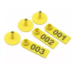 GENERICO - Pack de 100 Arete Para Oveja Amarillo 1.8x5 Cm Número
