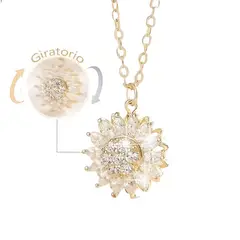 GENERICO - Collar Girasol Giratorio Anti Estres Acero Inoxidable