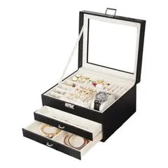 INSPIRA MARKET - Joyero Cofre de Accesorios 3 niveles Elegante