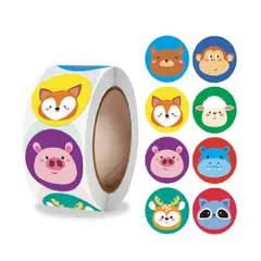 GENERICO - 100 stickers en rollo animales 4