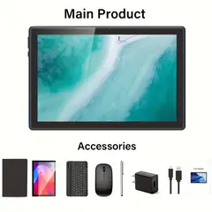 GENERICO - Tablet PC Android 12 10 pulgadas 2 en 1 con teclado y mouse