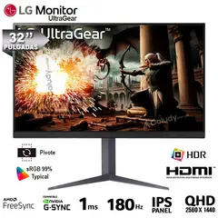 LG - Monitor Gamer 32GS75Q-B UltraGear IPS QHD 180Hz 1ms G-Sync FreeSync