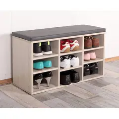 AMUEBLE - Zapatera tapizada MARCIAL Melamina  Tiendas niebla