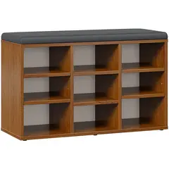 AMUEBLE - Zapatera tapizada MARCIAL Melamina  Tiendas MARRON