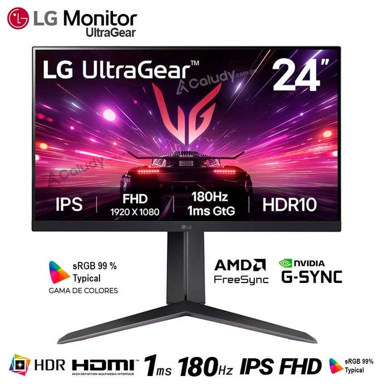 Monitor Gamer UltraGear 24GS65F-B IPS FHD 180Hz 1ms NVIDIA G-Sync