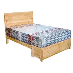 GENERICO - CAMA CUADRADA ALTA 2 PLZ MADERA PINO ,MODELO NIZA CON SABANERA