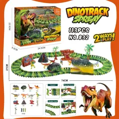 GENERICO - Dinotrack Pista Dinosaurio Pila Niños Auto Luz LED Genieka