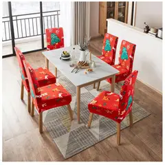 GENERICO - Pack 6 fundas Silla Modelos Navideños Elásticas Protectora