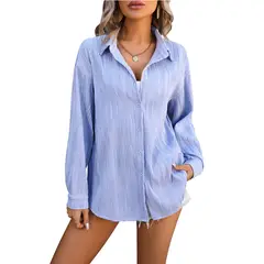 TIOZONEY - Camisa suelta con textura para mujer