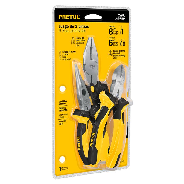 Juego de 3 Pinzas con Mango Comfort Grip JGO-PIN3X