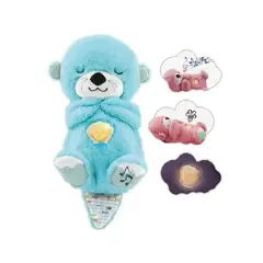 GENERICO - Peluche Nutria Musical Respiracion Sensorial Color Celeste