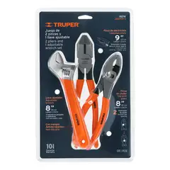 TRUPER - Juego de 2 Pinzas y 1 Llave Ajustable Mango PVC 18216