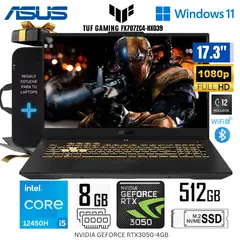 ASUS - Laptop TUF GAMING FX707ZC4-HX039 Intel Corei5-12500H 8GB RAM 512GB SSD 17.3" FHD RTX3050-4GB+REGA