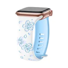 GENERICO - Correa de Silicona florables Celeste para 42-44-45- 49mm