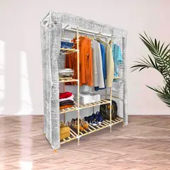 SM - ROPERO DE MADERAS 3 CUERPOS GRIS CON DISEÑO