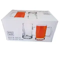 G HORSE - Set de 6 Jarras para Cerveza G-Horse - 370 ml, Vidrio Transparente