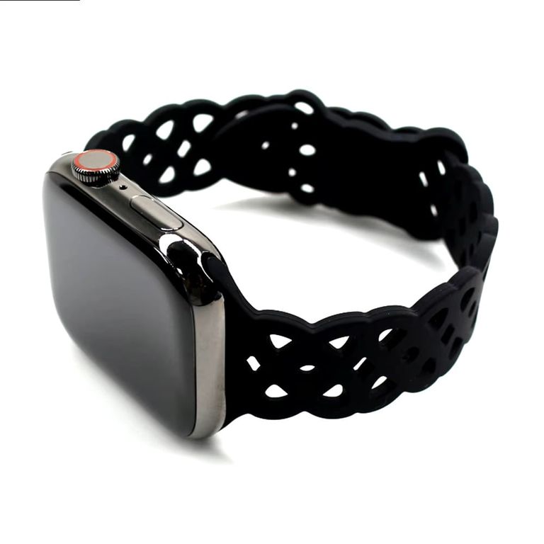 Correas de silicona trenzadas negro compatibles para 42-44-45- 49mm